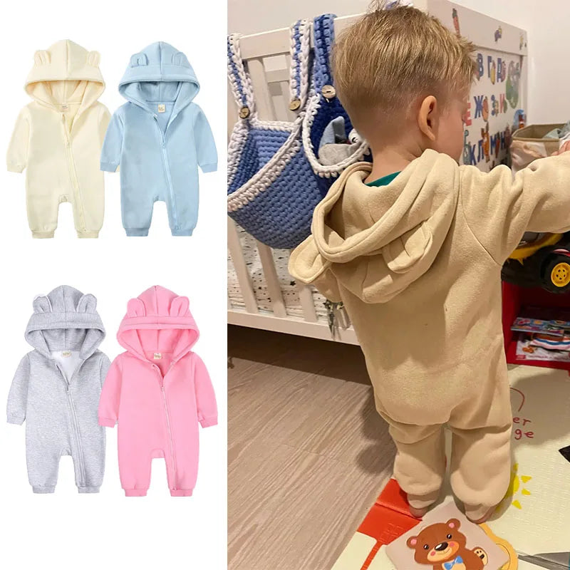 2025 new Bodysuit For Newborn Baby Boys Girls Clothes Long Sleeve cotton Rompers Hoodies Bear Jumpsuit Costume Infant Onesies