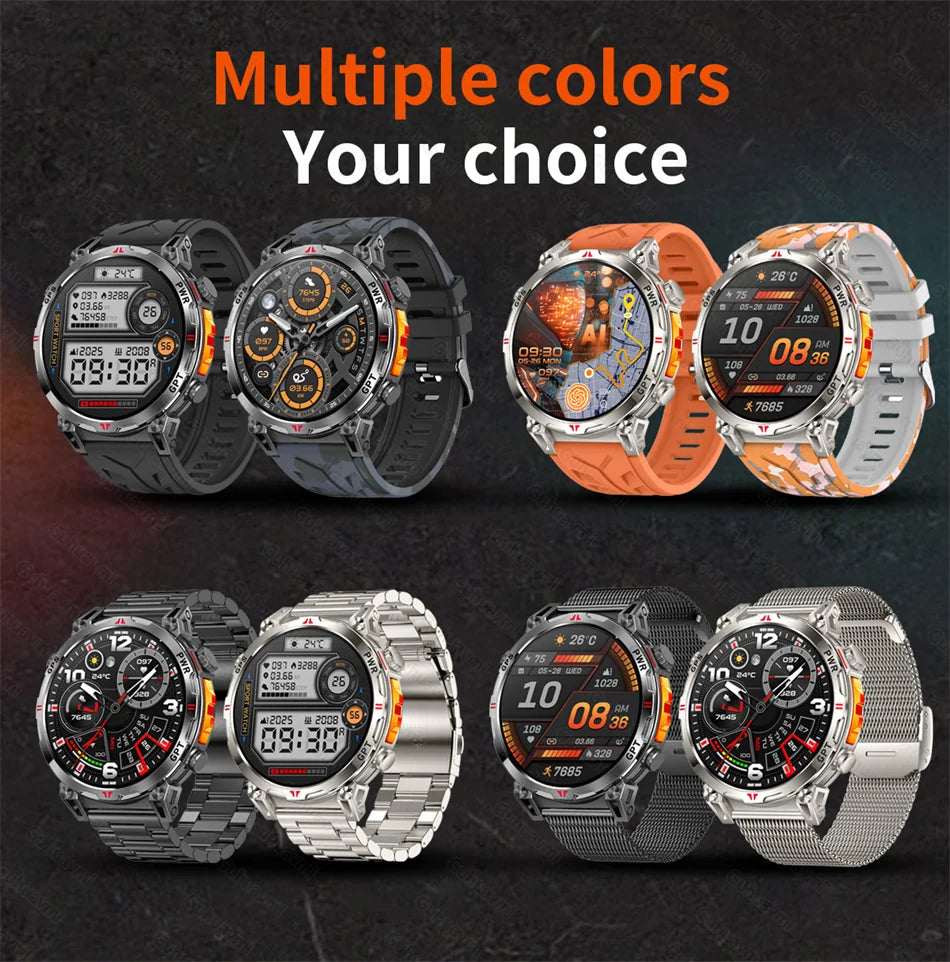 2025 New GPS Smart Watch AMOLED Screen 3ATM Waterproof Fitness tracking Heart Rate BT Call Professional Sports Smartwatch 650Mah