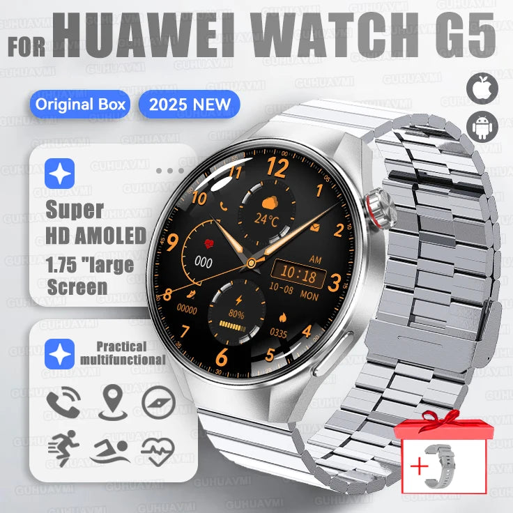 2025 New Watch G5 Plus Sports Smart Watch Men 466*466 AMOLED Screen IP68 Waterproof GPS trackr Compass Bluetooth Call Smartwatch
