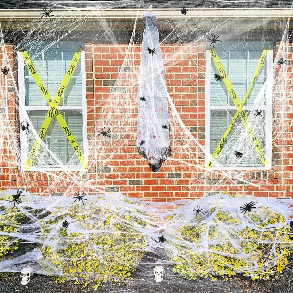 200 sqft Spider Webs Halloween Decorations with Fake Spiders, Super Stretch Cobwebs for Halloween Indoor and Outdoor Party