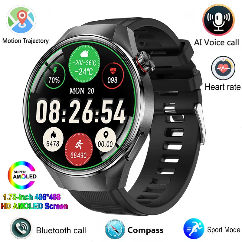 2025 New Watch G5 PlUS Smart Watch Men 1.75" HD AMOLED Screen GPS track Heart Rate Bluetooth Call Compass SmartWatch For HUAWEI