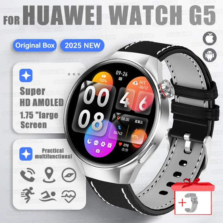 2025 New Watch G5 Plus Sports Smart Watch Men 466*466 AMOLED Screen IP68 Waterproof GPS trackr Compass Bluetooth Call Smartwatch