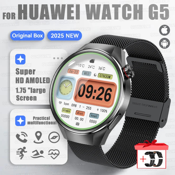 2025 New Watch G5 Plus Sports Smart Watch Men 466*466 AMOLED Screen IP68 Waterproof GPS trackr Compass Bluetooth Call Smartwatch