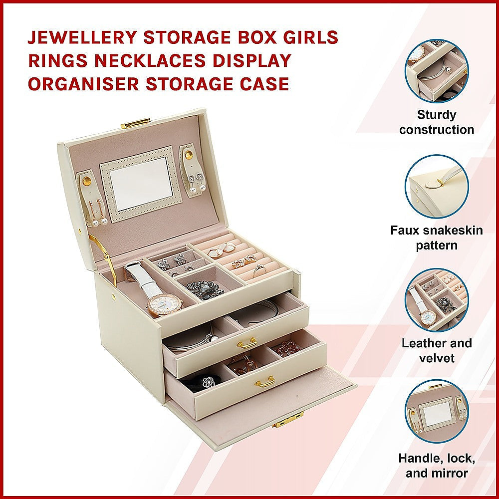 NNEDSZ Jewellery Storage Box Girls Rings Necklaces Display Organiser Storage Case
