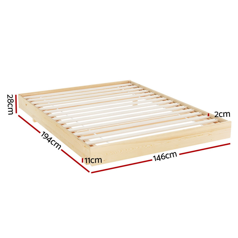NNEDSZ Bed Frame Double Size Floating Wooden Mattress Base Platform Timber ODIN