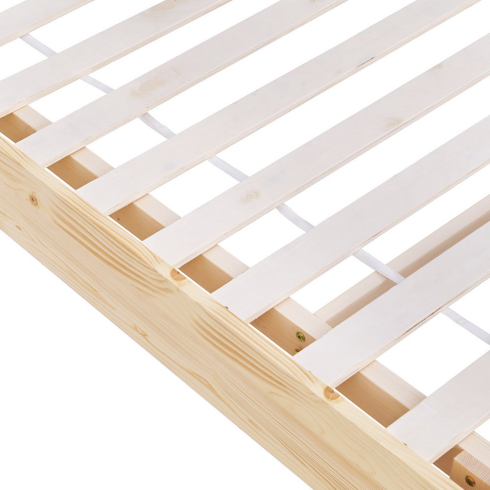 NNEDSZ Bed Frame Double Size Floating Wooden Mattress Base Platform Timber ODIN